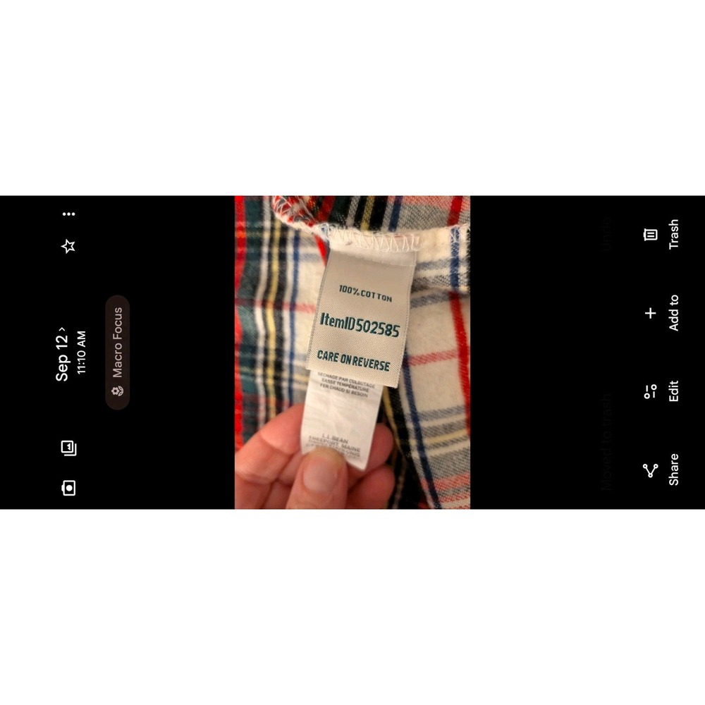 LL Bean Flannel Robe L Natural Red Scotch Plaid Tartan Cabincore Cottage Holiday - Picture 6 of 6
